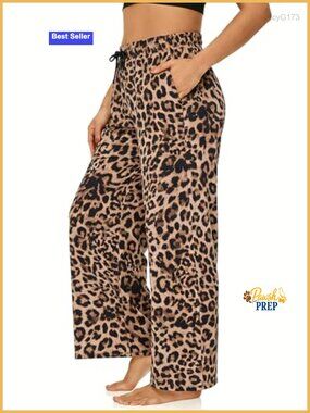 Plus Size Palazzo Pants High Waist Wide Leg Yoga Lounge Pants with Pockets